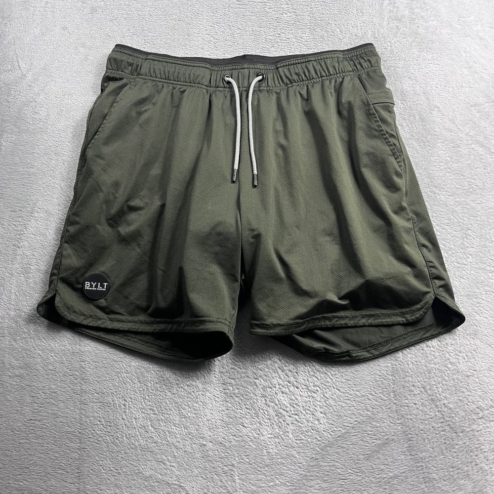 BYLT Premium Basics Mens Athletic Gym Shorts Olive Green Size Large